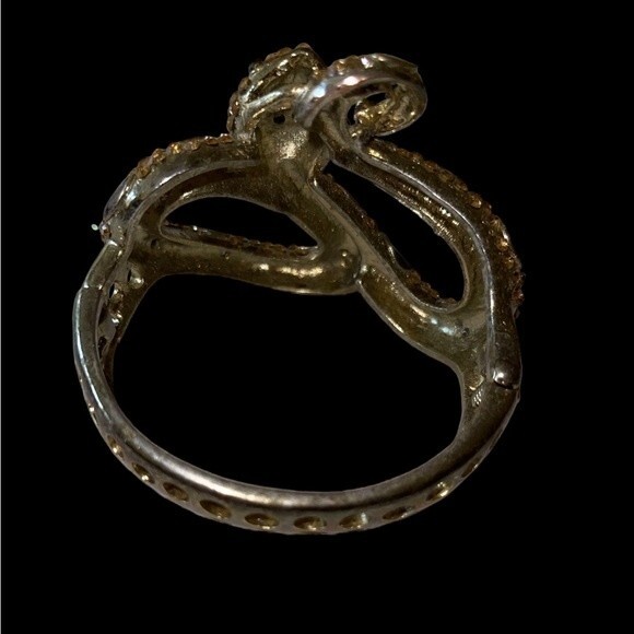 Gold Snake Rhinestone Cuff Bracelet statement piece costume jewelry rare nice - Picture 3 of 4